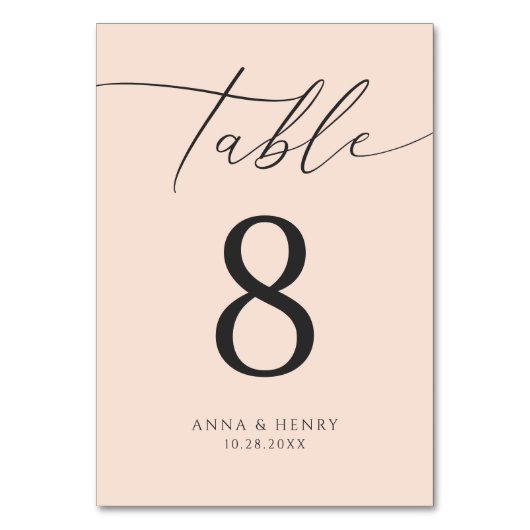 Numéro De Table Mariage rose vif moderne (Dos)