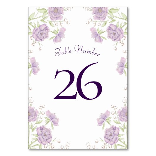 Numéro De Table Mariage Rose Violette Lavande (Dos)