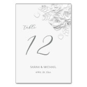 Numéro De Table Mariage Roses 3D Blanches (Dos)