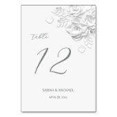 Numéro De Table Mariage Roses 3D Blanches (Dos)