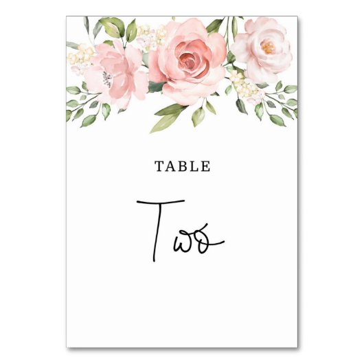 Numéro De Table Mariage roses blush florales (Par défaut)