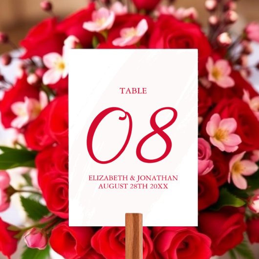 Numéro De Table Mariage Rouge Cerise