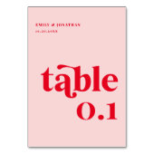 Numéro De Table Mariage rouge et rose rétro (Dos)