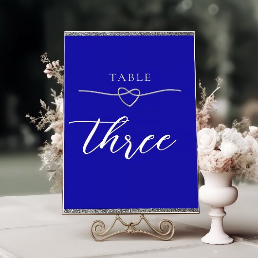 Numéro De Table Mariage Royal Bleu Argent