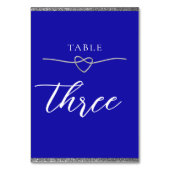 Numéro De Table Mariage Royal Bleu Argent (Dos)