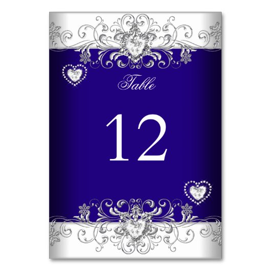 Numéro de Table Mariage Royal Bleu Argent Diamant (Par défaut)
