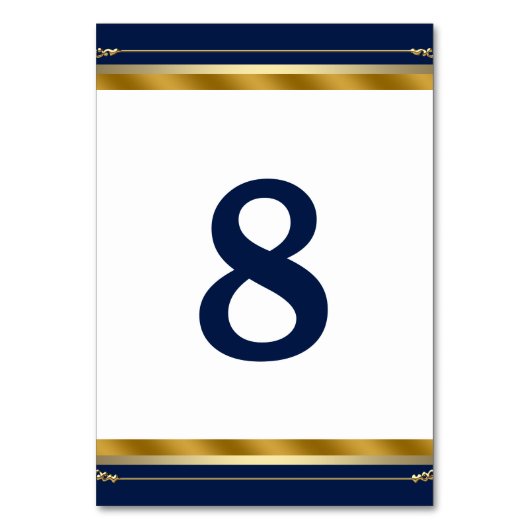 Numéro De Table Mariage Royal Bleu Or Élégant (Par défaut)