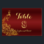 Numéro De Table Mariage Royal Burgundy Gold Peacock NUMÉRO DE TABL<br><div class="desc">Unique Design featuring Royal Burgundy Gradient background and abstract Gold Sparkling Peacocks for your special wedding event. C'est It qui veut le style de l'art de l'art. C'est différent ! Personalize with your own information. If you need to move the text, or change the size, font, or color, click Customize...</div>
