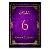 Numéro De Table Mariage Royal Purple et Gold de luxe (Dos)