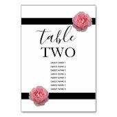Numéro De Table Mariage Ruban Noir Rose Pâle (Dos)