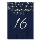 Numéro De Table Mariage Rustic Navy Blue String (Dos)