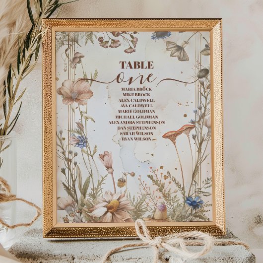 Numéro De Table Mariage Rustique Aquarelle en Forêt