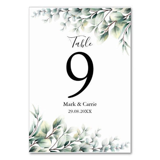 Numéro De Table Mariage Rustique avec Verdure d'Eucalyptus (Par défaut)