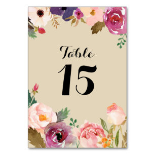 Numéro De Table Mariage Rustique Boho Watercolor