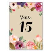 Numéro De Table Mariage Rustique Boho Watercolor (Dos)