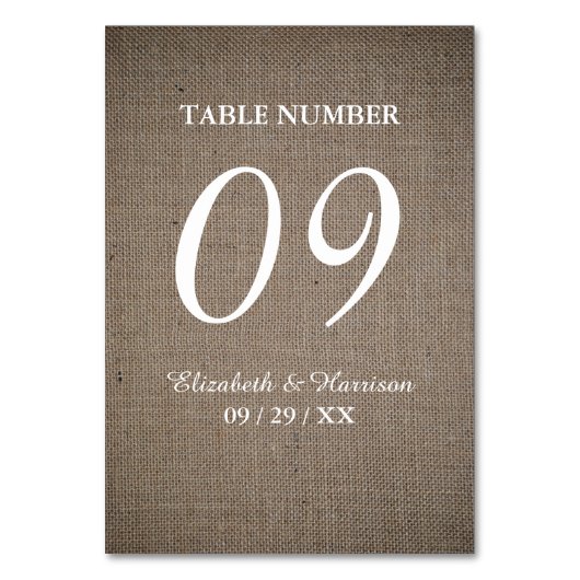 Numéro De Table Mariage Rustique Burlap (Par défaut)