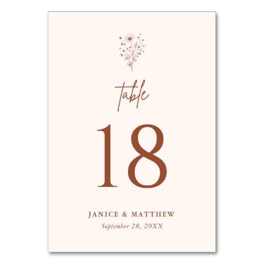 Numéro De Table Mariage rustique Burnt Orange Boho Élégant (Par défaut)