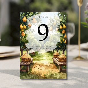Numéro De Table Mariage rustique dans un verger de poiriers à la c
