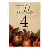 Numéro De Table Mariage rustique d'automne avec pommes et figues (Dos)