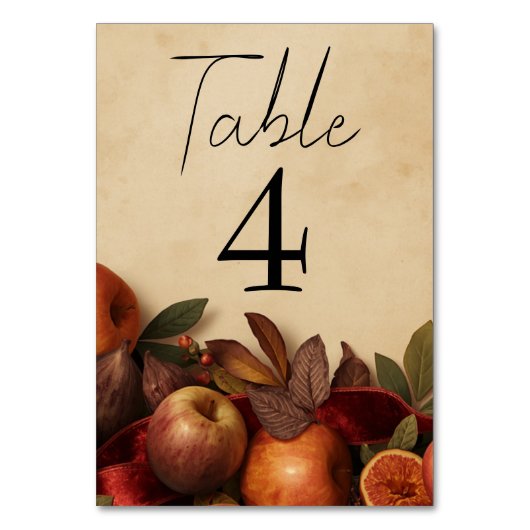 Numéro De Table Mariage rustique d'automne avec pommes et figues (Par défaut)