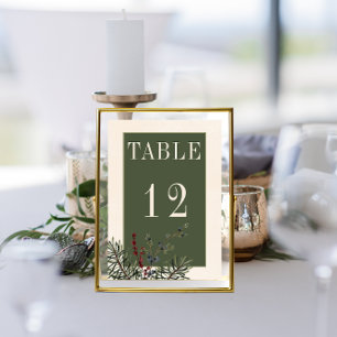 Numéro De Table Mariage Rustique de baies d'hiver et de crème de p