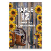 Numéro De Table Mariage rustique de cowboy et de tournesol de l'Ou (Dos)