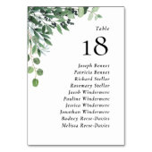 Numéro De Table Mariage Rustique Eucalyptus Guest Names (Dos)