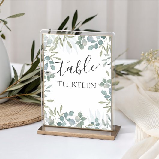 Numéro De Table Mariage Rustique Eucalyptus Vert Sauge 