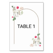 Numéro De Table Mariage rustique floral rose equestre (Dos)