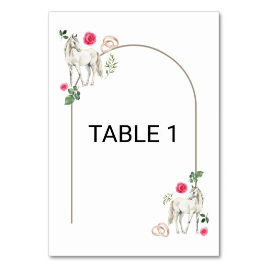 Numéro De Table Mariage rustique floral rose equestre (Par défaut)