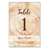 Numéro De Table Mariage rustique Script Wood Grain personnalisé (Dos)