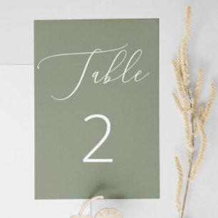 Numéro De Table Mariage rustique vert sauge minimaliste élégant