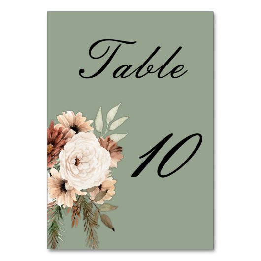 Numéro De Table Mariage Sage Green Boho (Par défaut)