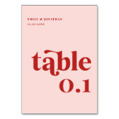 Numéro De Table Mariage Saint-Valentin Rouge et Rose (Dos)