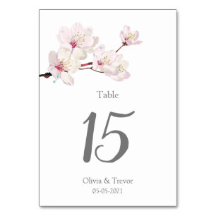 Numéro De Table Mariage Sakura japonais en fleurs de cerisier rose