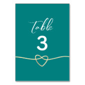Numéro De Table Mariage sarcelle (Dos)