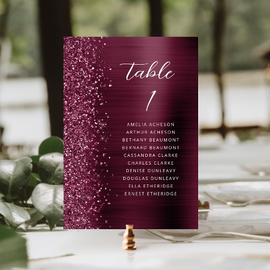 Numéro De Table Mariage Script Métallisé Paillettes Glamour Bourgo