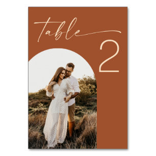 Numéro De Table Mariage Sienne. Photo Minimaliste Moderne Terracot