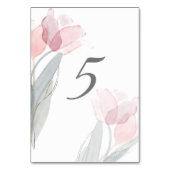 Numéro De Table Mariage simple Aquarelle Ressort Tulipe rose (Dos)