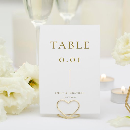 Numéro De Table Mariage simple Champagne blanc et or