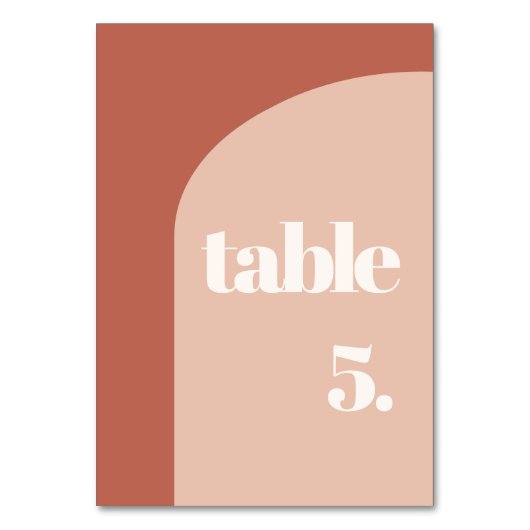 Numéro De Table Mariage simple chic en terre cuite (Dos)
