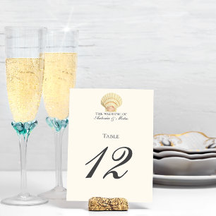 Numéro De Table Mariage simple coquille vintage
