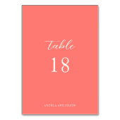 Numéro De Table Mariage Simple Corail Vibrant Moderne (Dos)