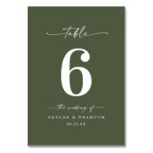 Numéro De Table Mariage simple couleur solide Monstera vert foncé (Dos)