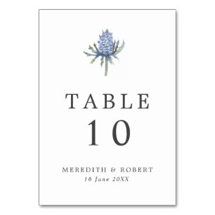 Numéro De Table Mariage simple de chardon bleu