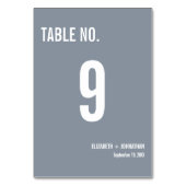 Numéro De Table Mariage simple Dusty Blue Typography (Dos)