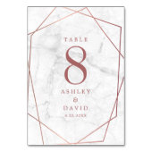 Numéro De Table Mariage Simple Géométrique Rose Doré Marbre (Par défaut)