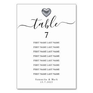 Numéro De Table Mariage simple moderne de typographie cardiaque ar