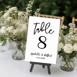 Numéro De Table Mariage Simple Moderne Noir Blanc