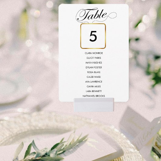 Numéro de table Mariage simple Or et tableau de si